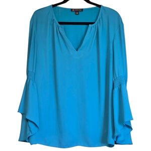 INC International Concepts Turqoiss Blouse with Flared Sleeves Size Extra Large
